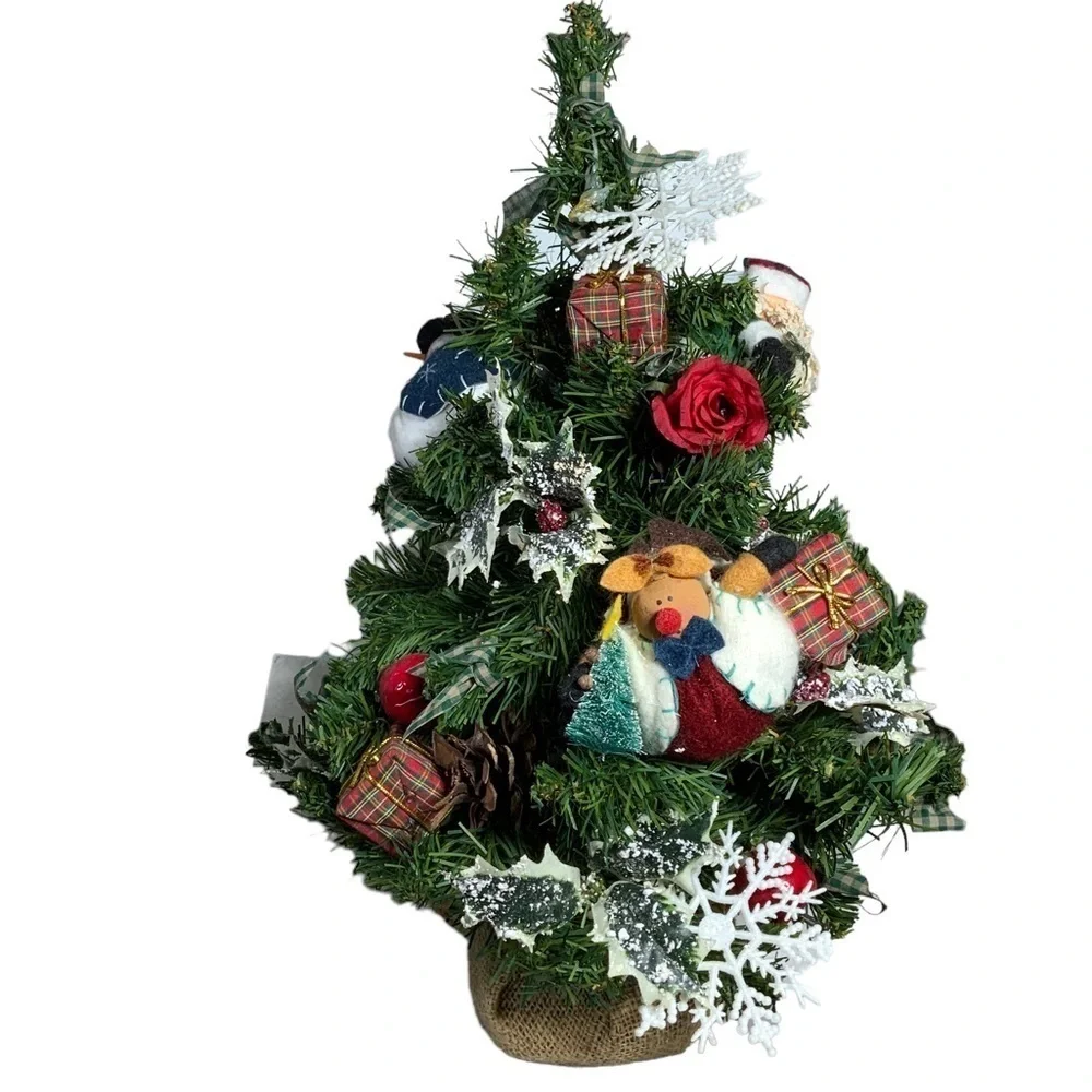 Christmas Tree Old World Vintage Hand Made Tabletop Vintage Decorated 21 inches